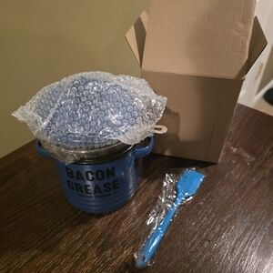 Bacon Grease Ceramic Storage Jar - Blue